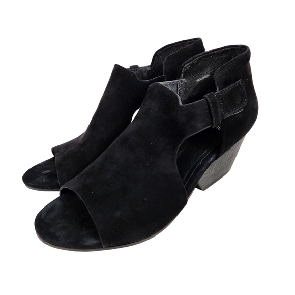 Eileen Fisher Iris Black Suede Leather Chunky Heel Ankle Bootie Women's Size 7.5 - Picture 3 of 13